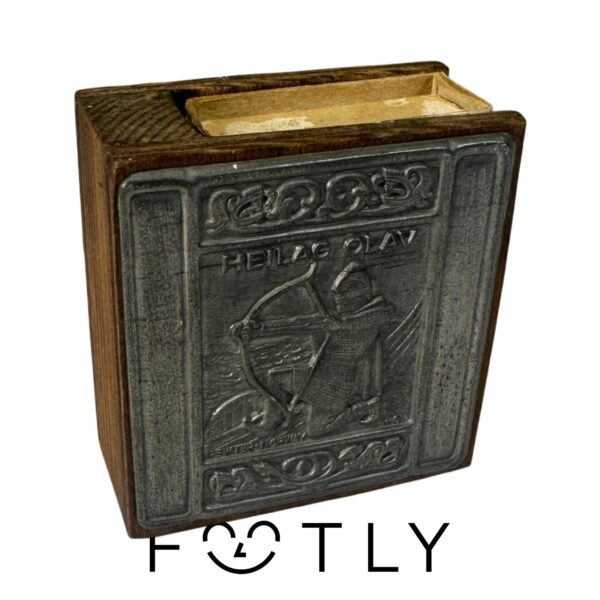 Tändsticksaskhållare Grön/Brun Heilag Olav Vintage Retro Tenn/Trä