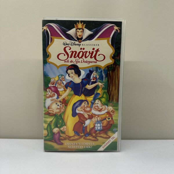 Walt Disney Snövit VHS Kassett Barnfilm Klassiker Svenskt Tal Film Retro Vintage