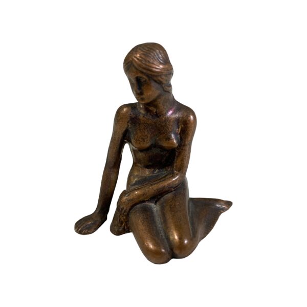 Koppar Figurin Den Lilla Sjöjungfrun 6cm Lille Havfrue Retro Vintage
