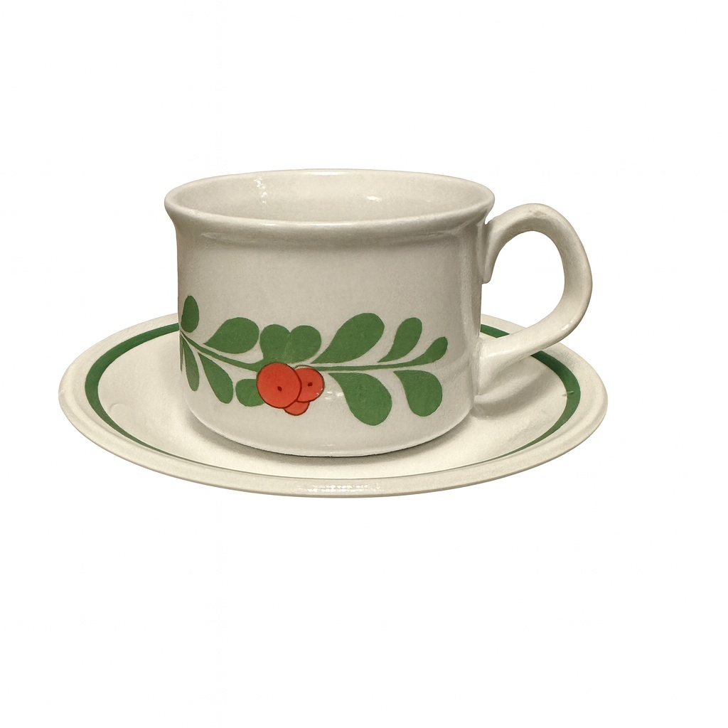 Kopp med Fat Staffordshire Tableware by Cartwrights England Röd/Grön