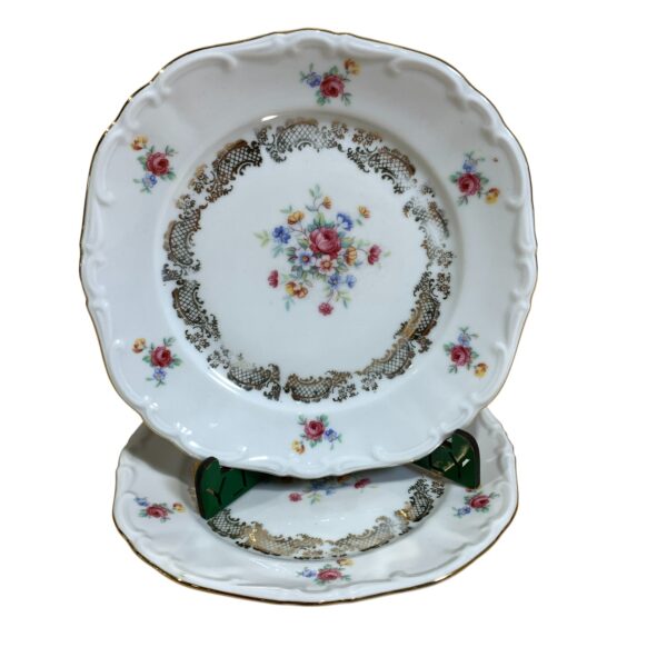 Bareuther Waldsassen Bavaria 2st Assietter Blommor 17cm Vintage