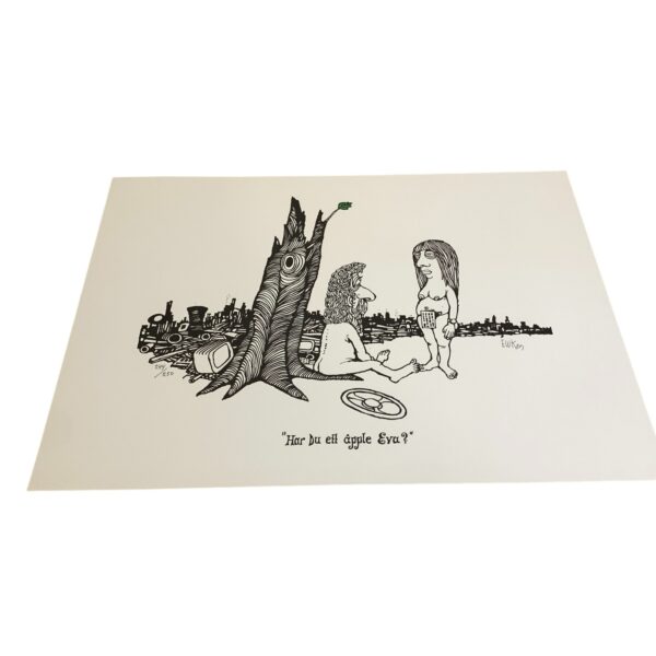 EWERT KARLSSON Har Du ett äpple Eva? Färg Litografi Signerad EWK Numrerad 244