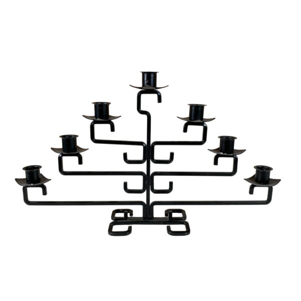 Ljusstake 7-arma Svart Smide Kandelaber 43cm