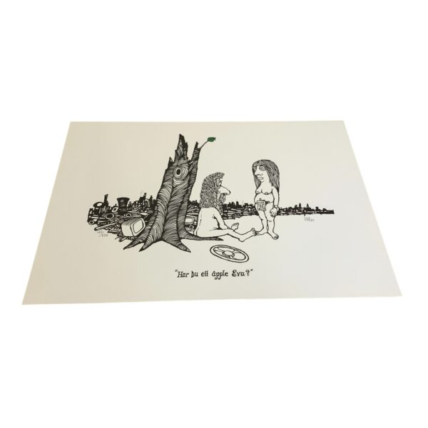 EWERT KARLSSON Har Du ett äpple Eva? Färg Litografi Signerad EWK Numrerad 165