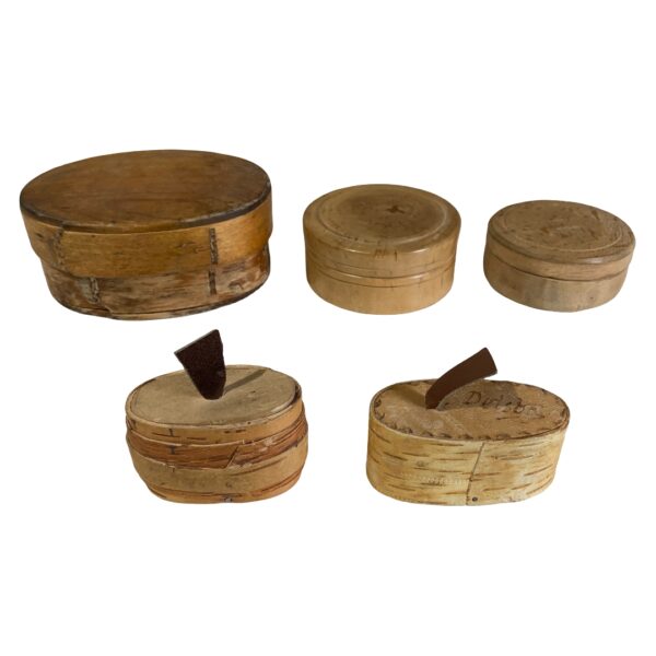 Skål med Lock Träskål Trälåda Träburk Ask 5-delar Burk Trä Retro Vintage
