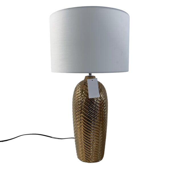 Bordslampa Lampa Lampskärm Vit Lampfot Guldfärgad
