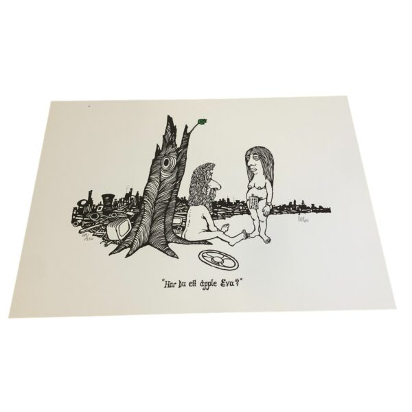 EWERT KARLSSON Har Du ett äpple Eva? Färg Litografi Signerad EWK Numrerad 169
