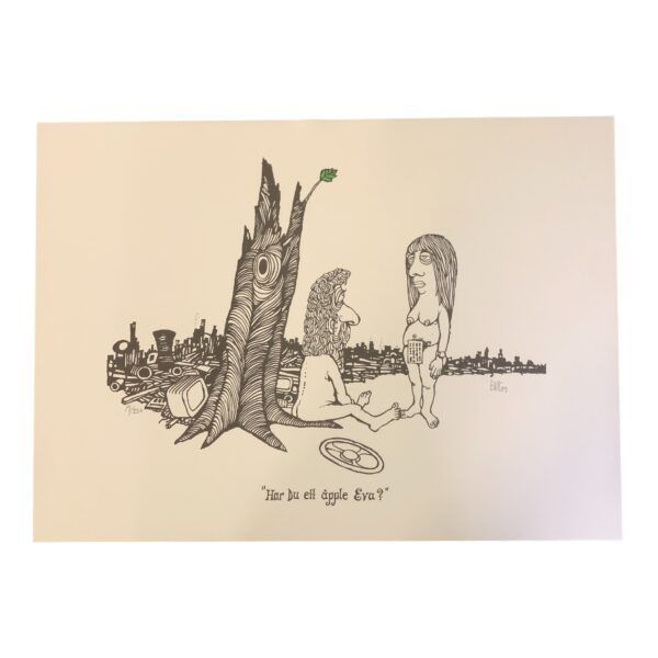 EWERT KARLSSON Har Du ett äpple Eva? Färg Litografi Signerad EWK Numrerad 19