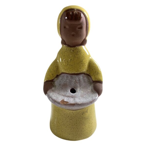 Jie Gantofta Blomsterflicka Figur Keramik Gul Brun Vintage Sverige Figurin