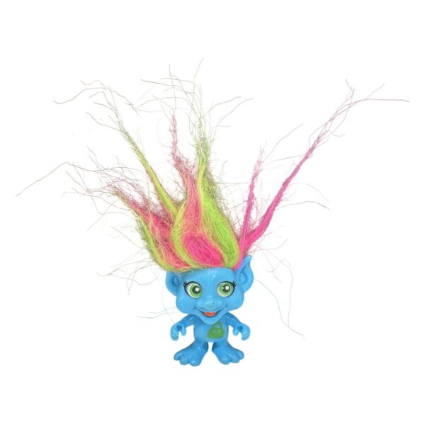 Troll Docka Blå Grön Rosa Hår Plast Lekfigur Samlarleksak Retro