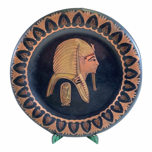 Koppar Väggtallrik Farao Tutankhamun Motiv Samlartallrik 30cm Vintage