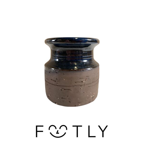 Krus Keramik Blå Färgtonad Glasyr Vas Signerad Vintage