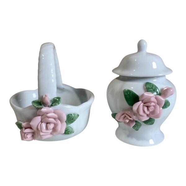 Miniatyr Blomkorg Korg Lockurna Urna 12cm 2-delar Vintage Design Retro