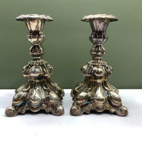 Silver Ljusstakar 2 st Stämplade Rokokostil