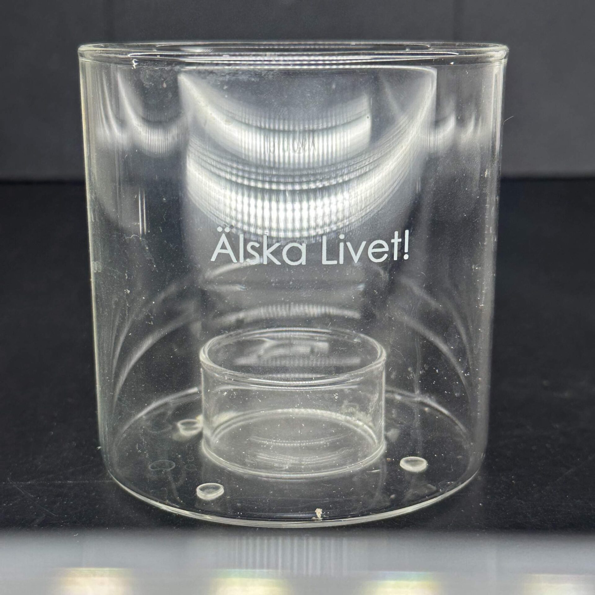 Ljushållare Glas Älska Livet Graverad Transparent Modern Dekor
