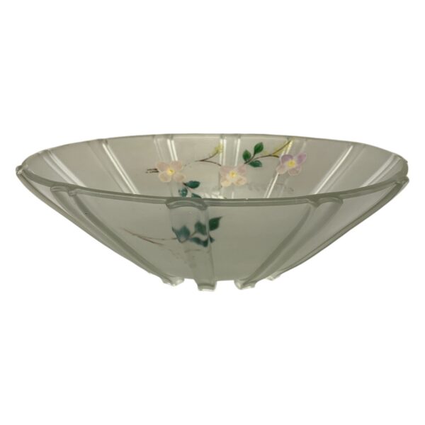 Glasskål Frostad Handmålad Blommor Retro Skål Dekorativ