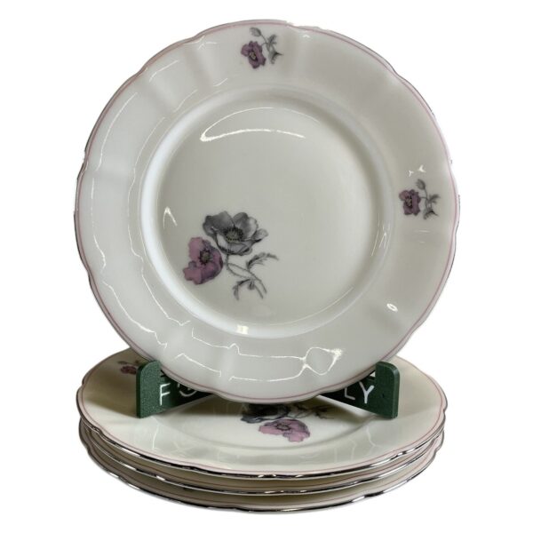 Pirkenhammer Avignon 4 st Assietter Porslin Blommor Vit Rosa Grå