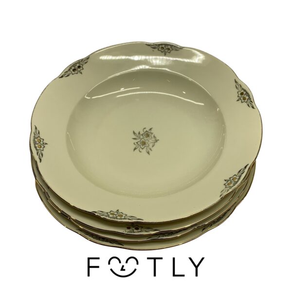 Rörstrand 4st Djupa Tallrikar Beige Guldig Kant 24cm