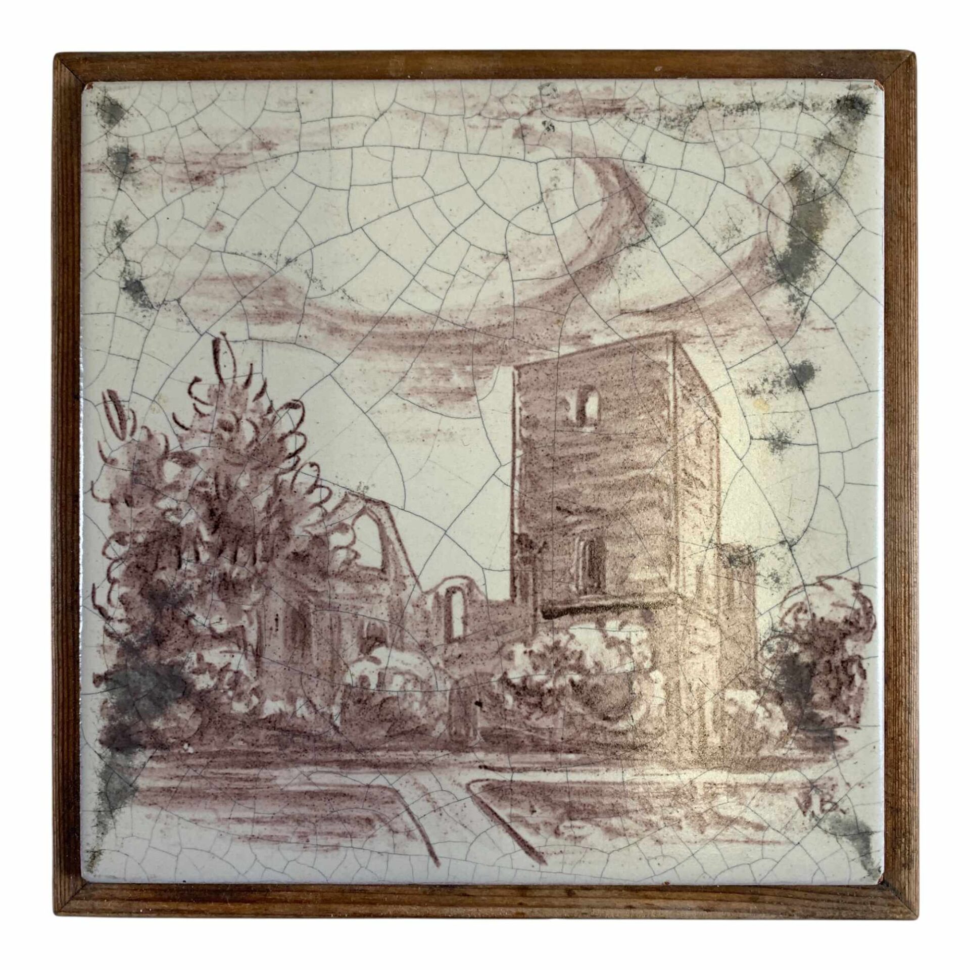 Grytunderlägg Underlägg Slottsruin Klosterruin Motiv Porslin Vintage Retro