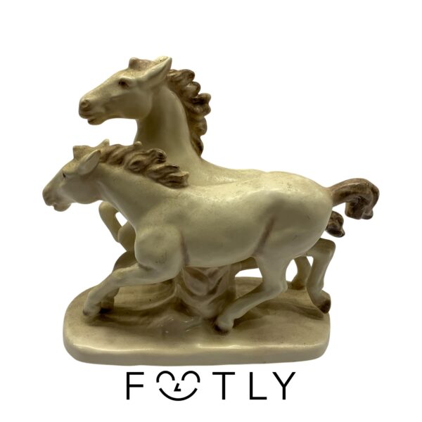 Figurin Hästar Vit Prydnad Vintage 24cm