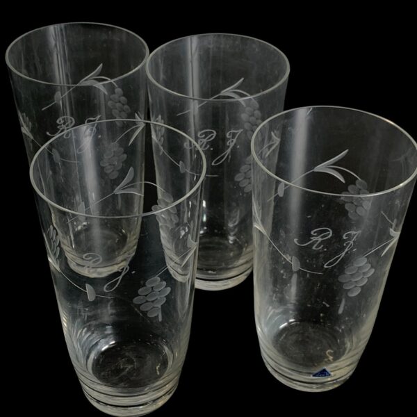 Leek 4st Krisstallglas Antika Glas slipad dekor Vintage Retro Antique Kristall