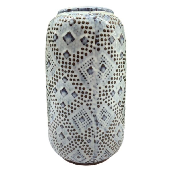 Vas Keramik Prickigt Mönster Blå Brun Vit Inredning