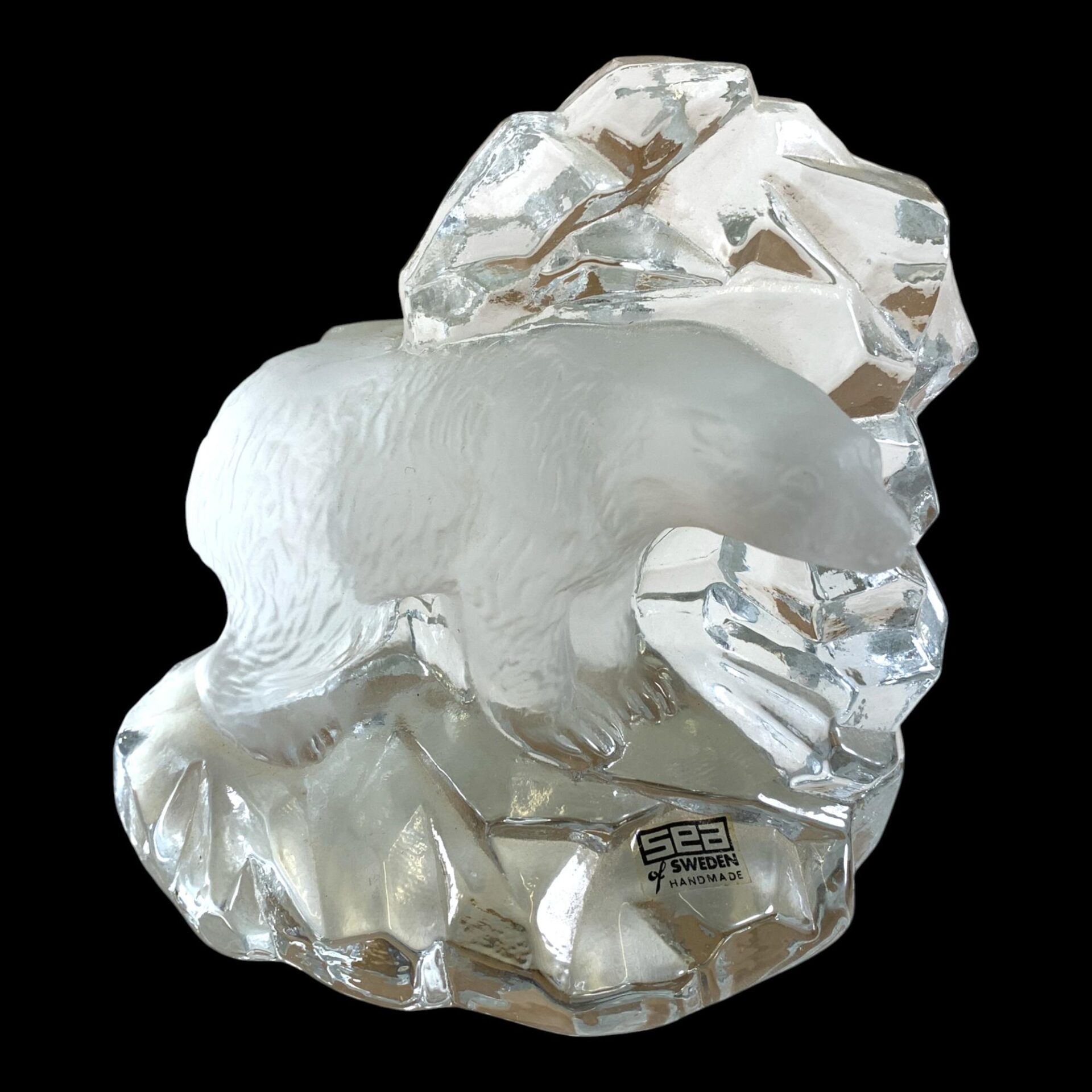 Sea Isbjörn Glasfigur Glasblock Kristall Design Block Etikettmärkt