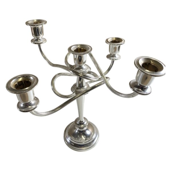 Ljusstake Femarmad Silverfärgad Metall Klassisk Design Bordsljusstake