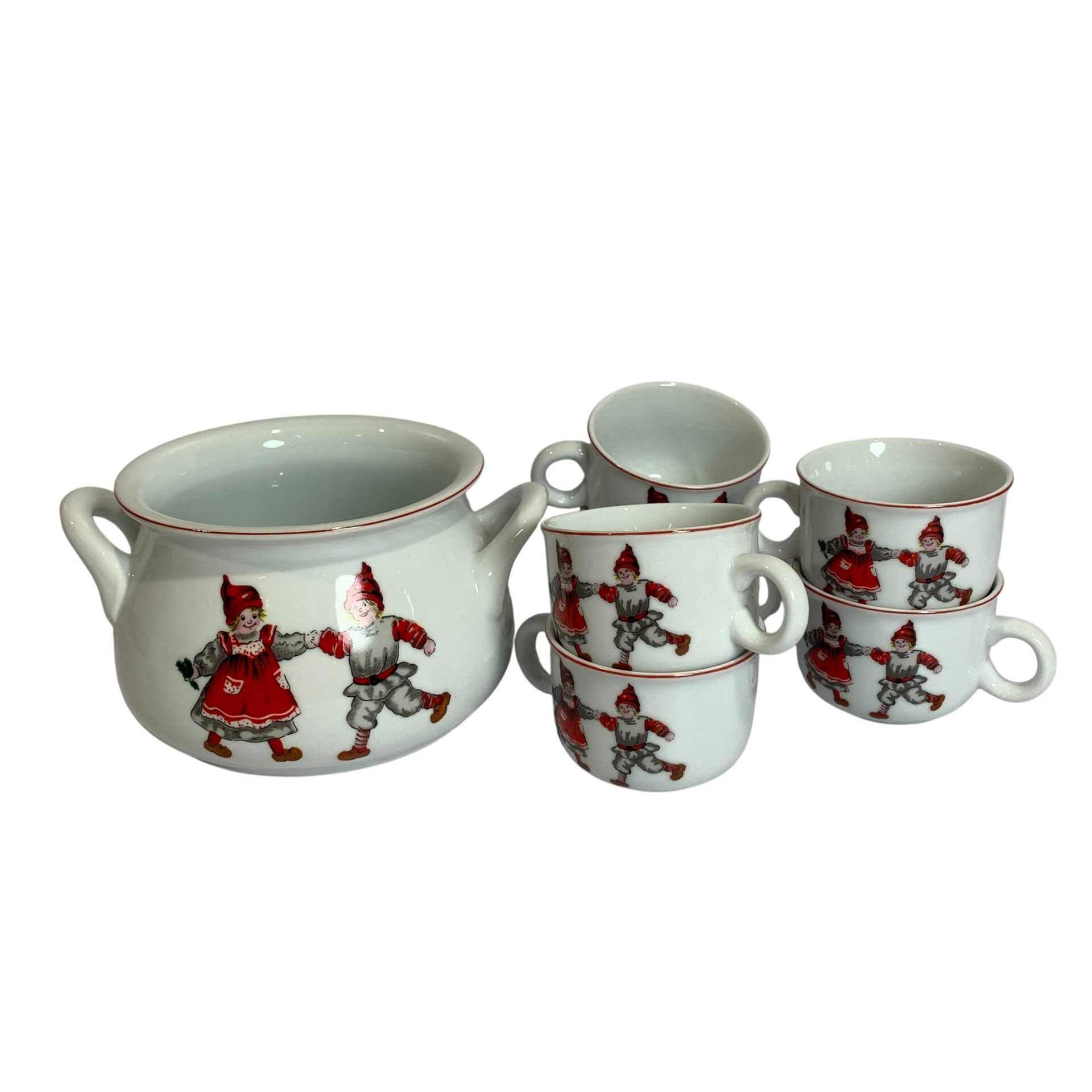 Miljögården Mariehult Design Sweden Glögg Set Glöggkoppar Jul Koppar Vit Röd