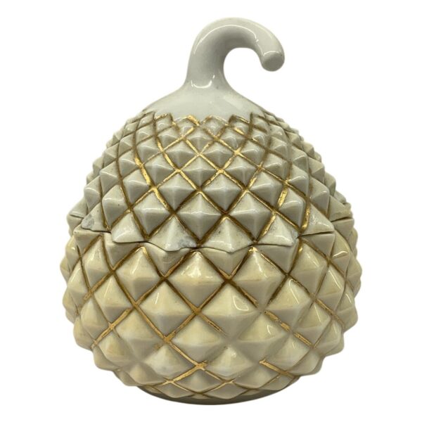 Burk Lock Porslin Vit Guld Dekor Kotte