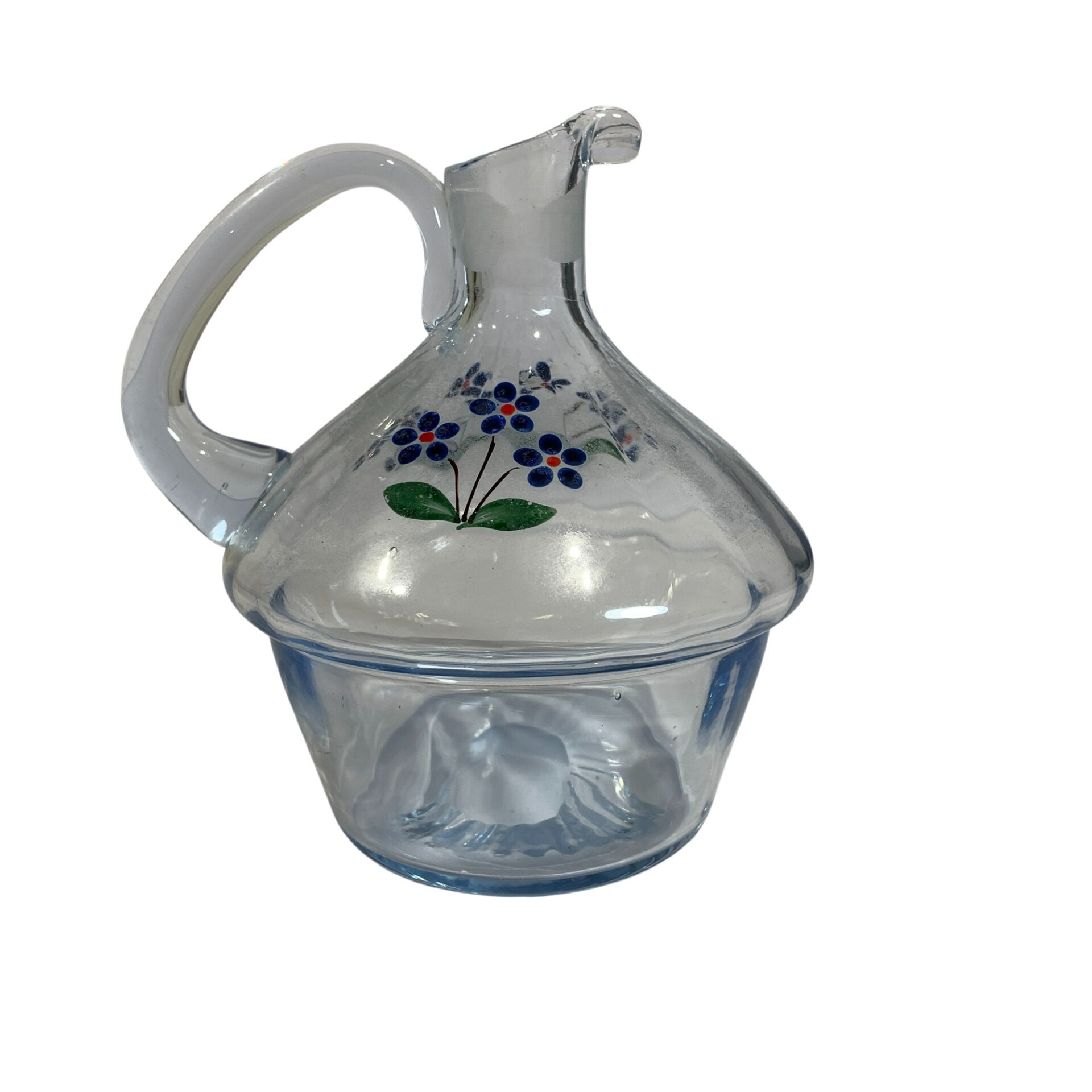 Karaff Glas Blå 14cm Blomma Färgat Glas