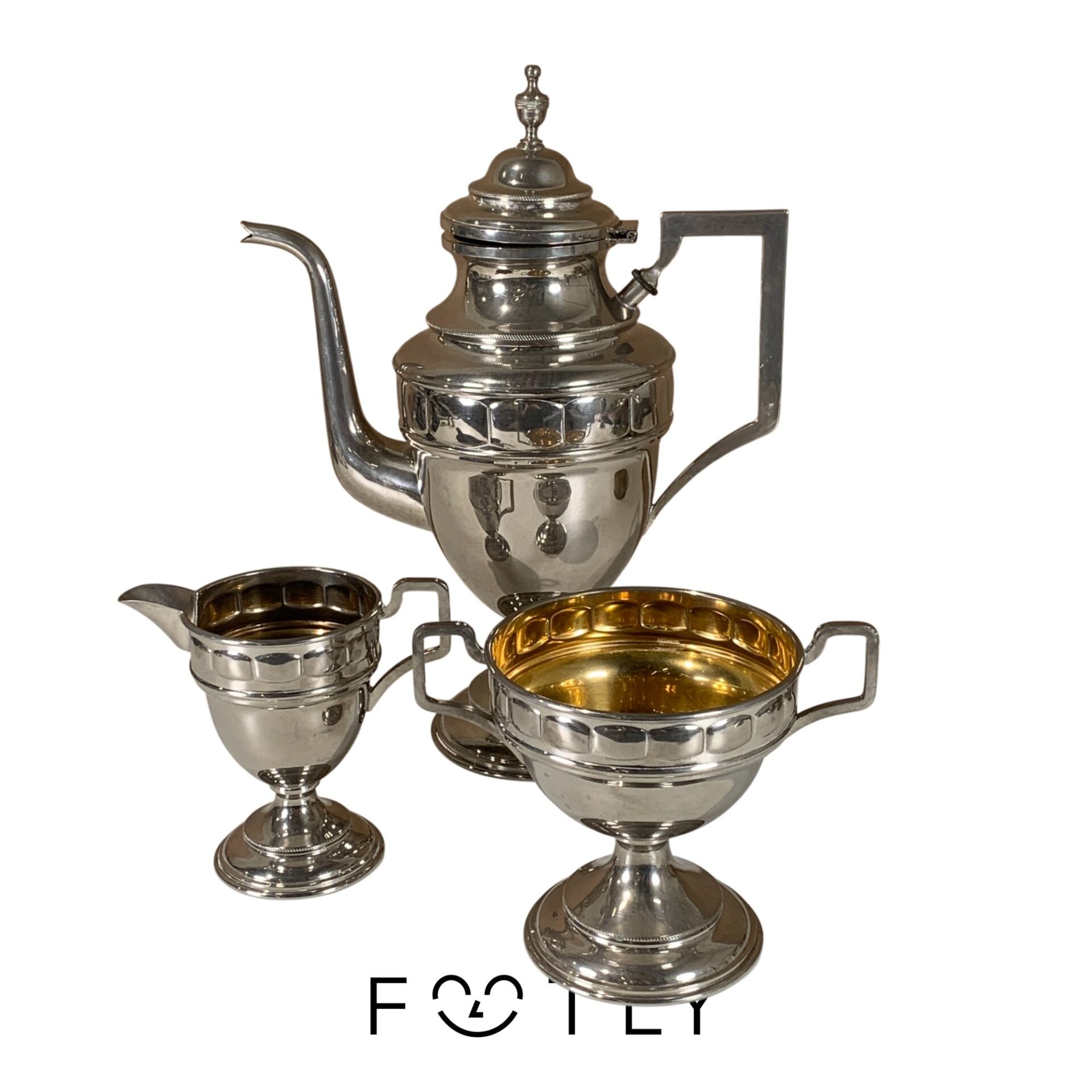 Kaffeservis Metall Silverfärg Set 3 delar Elegant Vintage