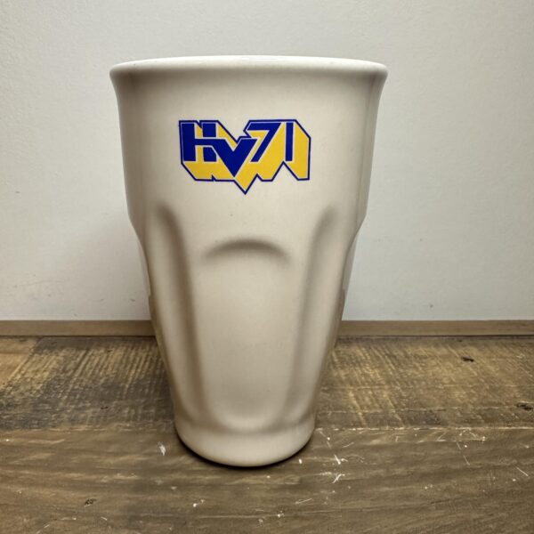 HV71 HV Håve Mugg Stengods Vit Blå Gul Tålig Diskmaskin Mikrovågsugn Supporter