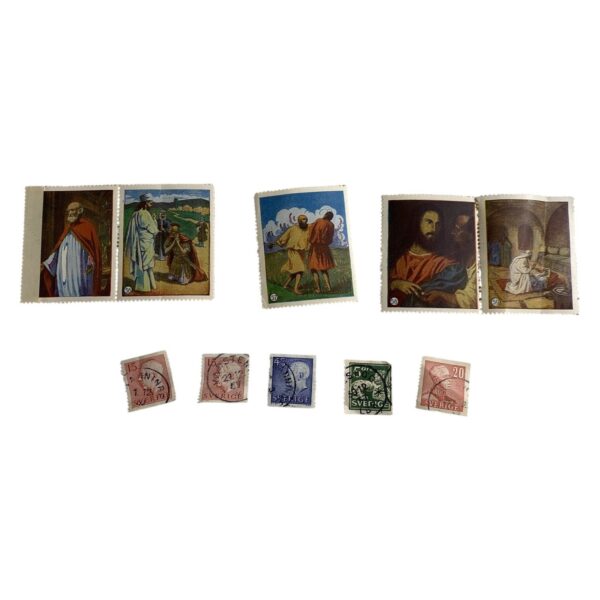 Parti 10 st Frimärken Sverige Motiv Kungar Religiösa Samling Vintage