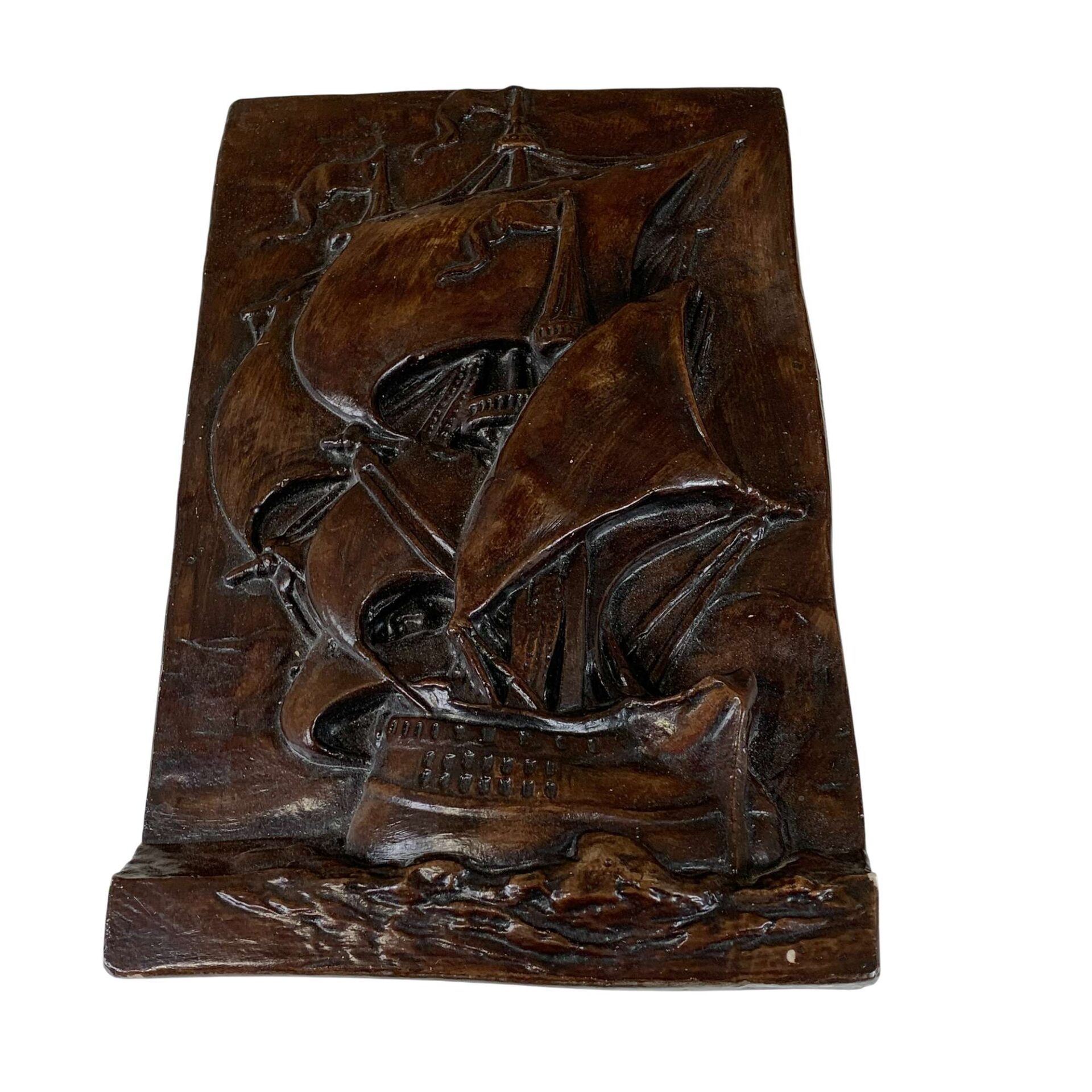 Väggrelief Brun Tavla 35 cm Skepp