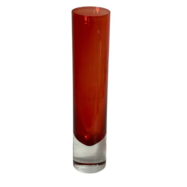 Glasvas Röd Glas Vintage Retro 17cm