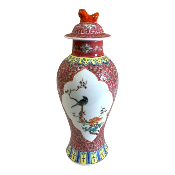 Kinesiskt Lockurna Urna med Lock 26cm Vintage Design Retro