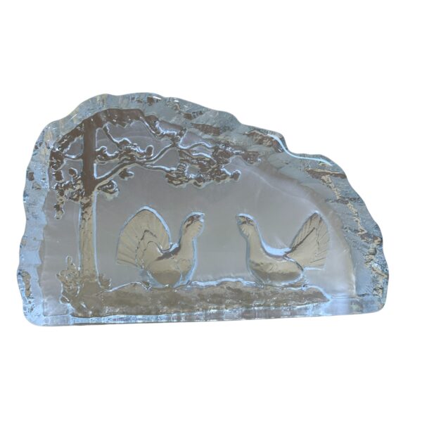 Nybro Glasblock 25cm Block Glas Vintage 2,1kg Fåglar
