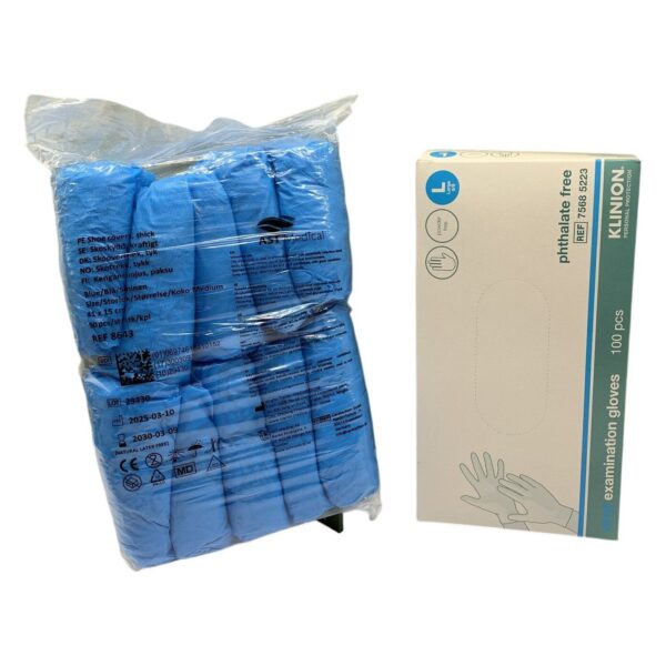 Vinylhandskar & Skoskydd: Klinion Large 100 st - Skoskydd Medium 50 st