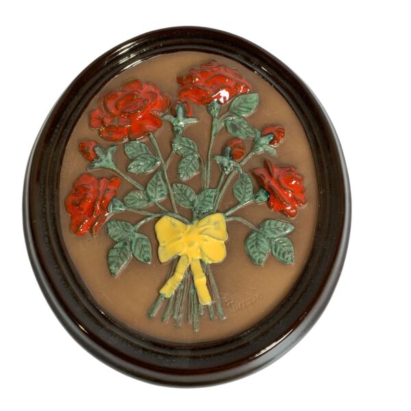 Gabriel A192 Sweden Blombukettmotiv Relief Tavla Keramik Retro
