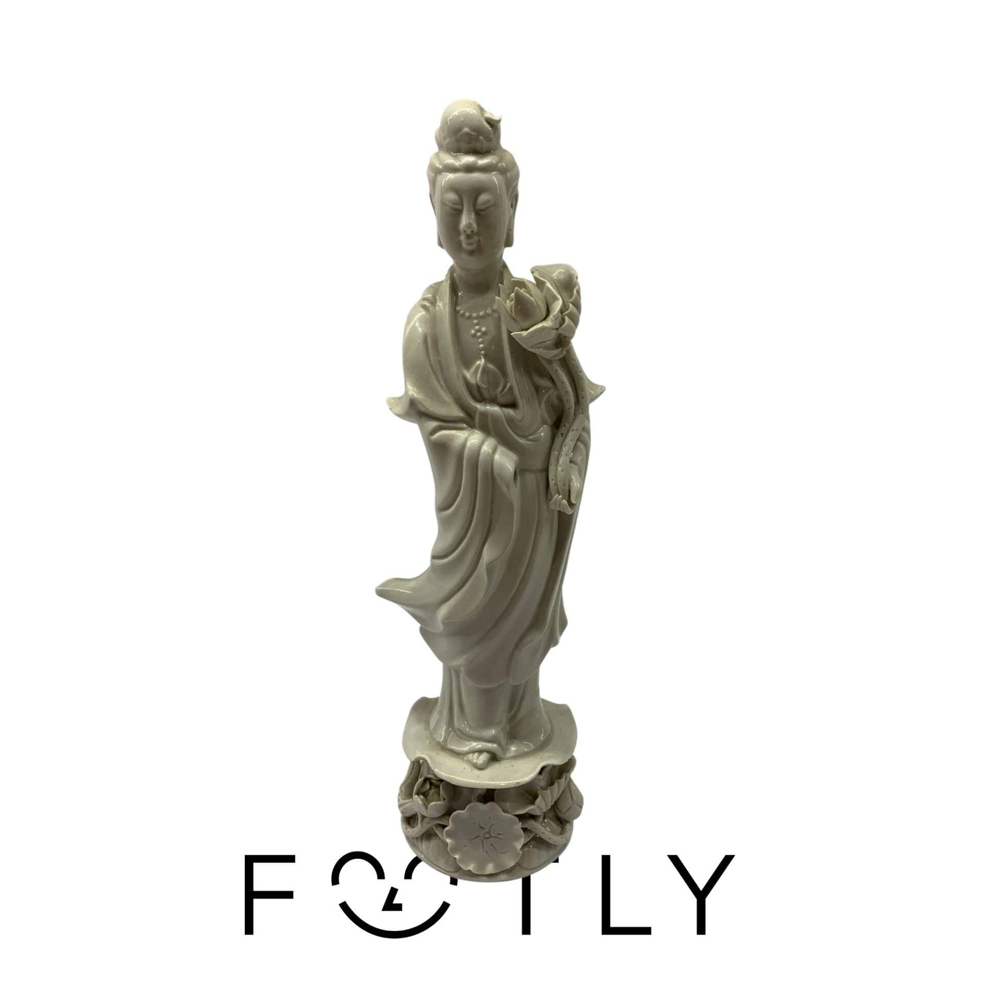 Blanc de Chine Guanyin-figur 31cm Vit Vintage Figurin