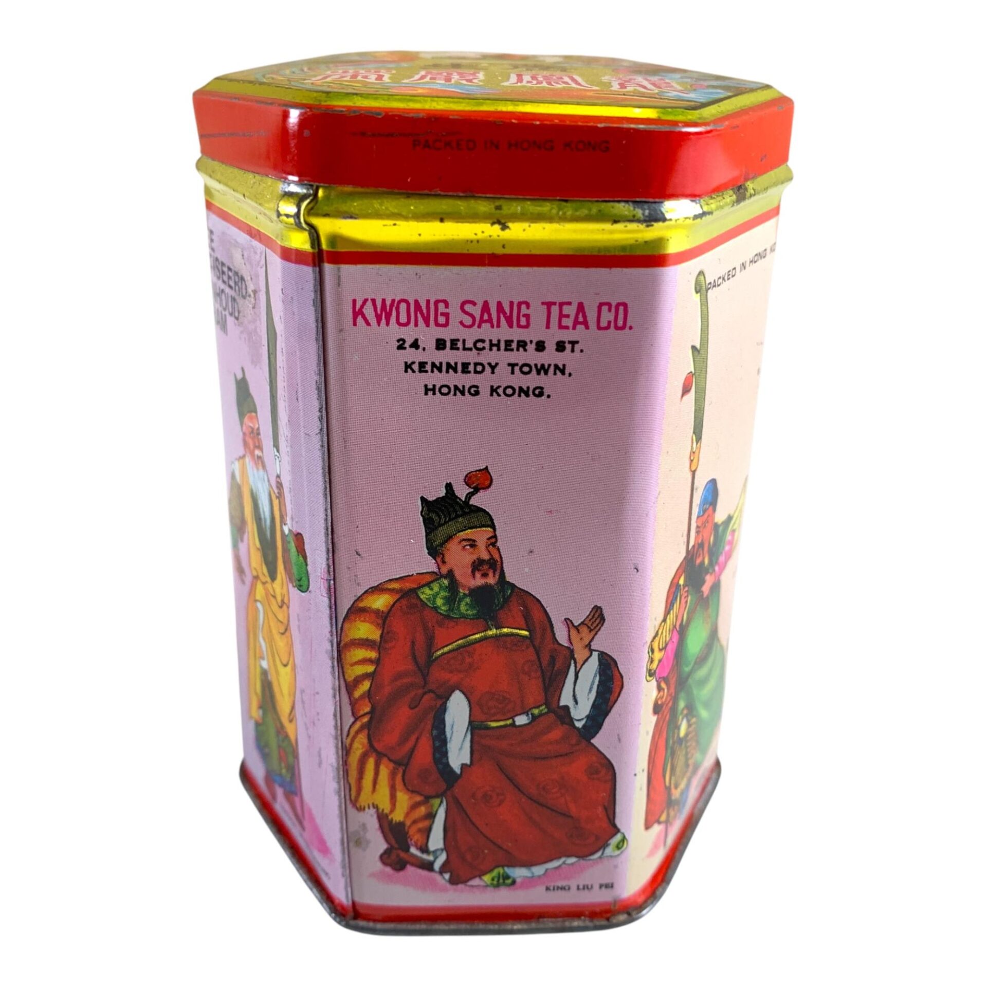 Kwong Sang Tea Co Plåtburk Teburk Plåt Te Burk Vintage