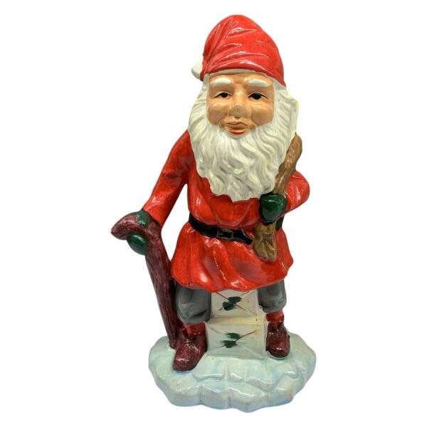 Tomtefigur Keramik Handmålad Röd Vit Grå Julprydnad Barbro 1991 Tomte Jul