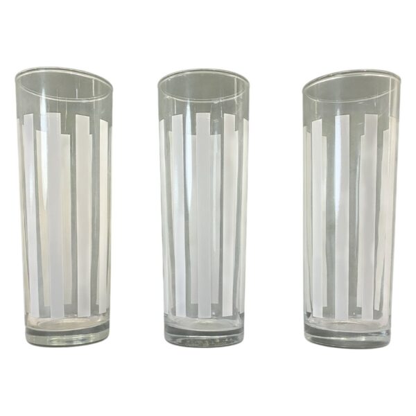 3 st Glas Randigt Mönster Vit Retro Dricksglas Långa Grogg glas Highball glass