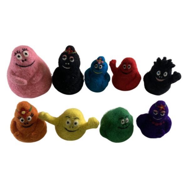 8 st Barbapapa Figurer Ull Filtade Handgjorda Flerfärgade Dekoration