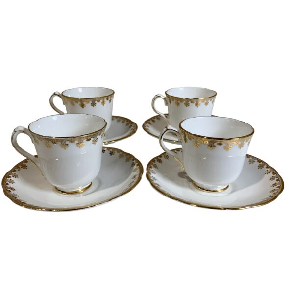 Gladstone China England Koppar & Fat 4-delar Vit Guldig