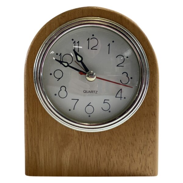 Bordklocka Quartz Analog Trä Brun Rundad Design Retro Vintage