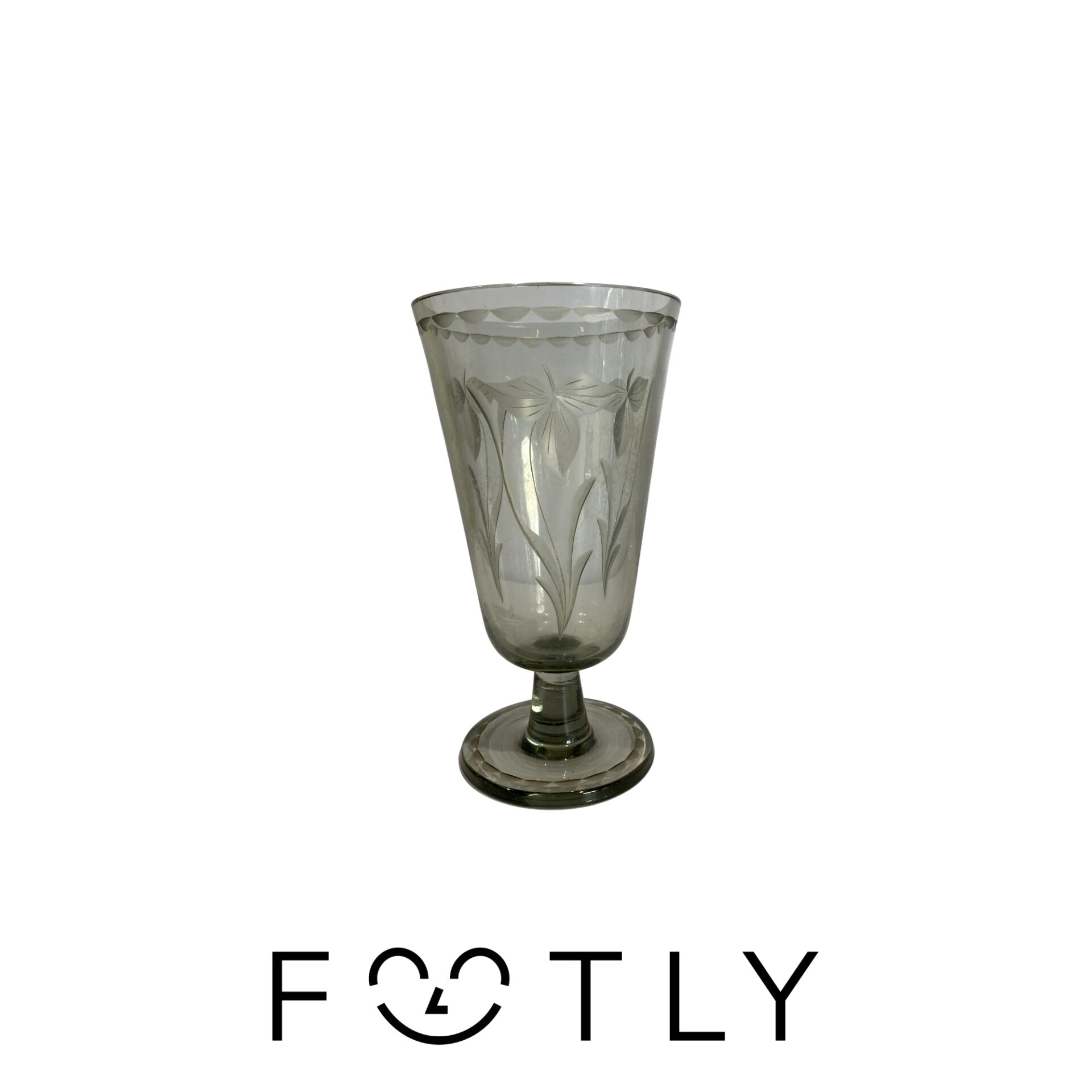 Vas Frägat Glas Rökfärgat 21cm Vintage Glasvas