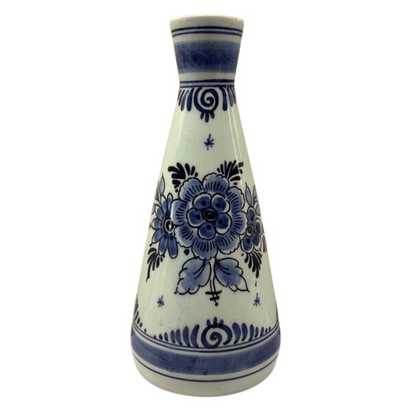 Delft Vas Blåvit Porslin Handmålad Holland Blommor Vintage Dekor