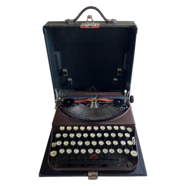 Remington Skrivmaskin Portabel Brun Svart Metall Retro Med Väska USA